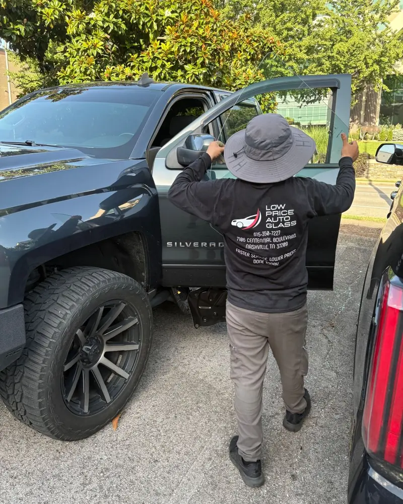 Vehicle glass work at the Nashville shop